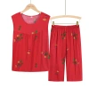 Summer casual vest set for middle-aged and elderly women, mother's wear, cotton and linen short-sleeved women's home wear, two-piece top set Application Scenario